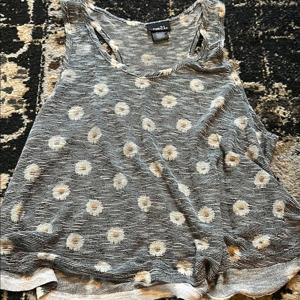 Gray and White Women's Top